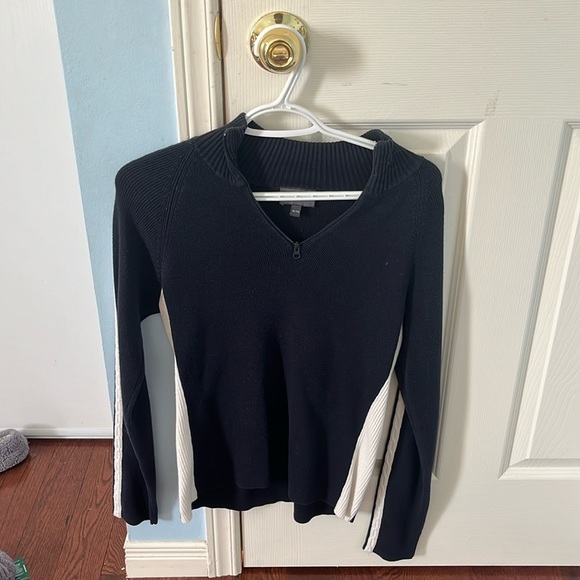 Fitted navy and white-striped sweater - Picture 1 of 2